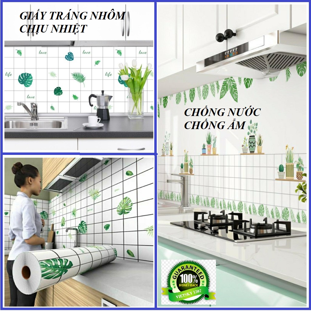 [LOẠI DÀI] Giấy Dán Bếp Tráng Nhôm Chịu Nhiệt cao Chống Dầu Mỡ Khổ Rộng 60 cm x Dài 3 m