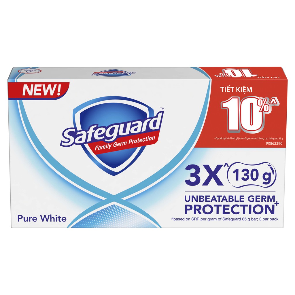 Lốc 3 cục xà phòng Safeguard Pure White trắng tinh khiết 130g/cục x 3 | BigBuy360 - bigbuy360.vn