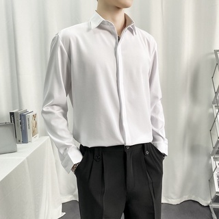 áo sơ mi nam giấu cúc ( ASMDC 01) màu đen trắng đẹp công sở hàn quốc cao cấp from đứng côn suông rộng lụa co giãn