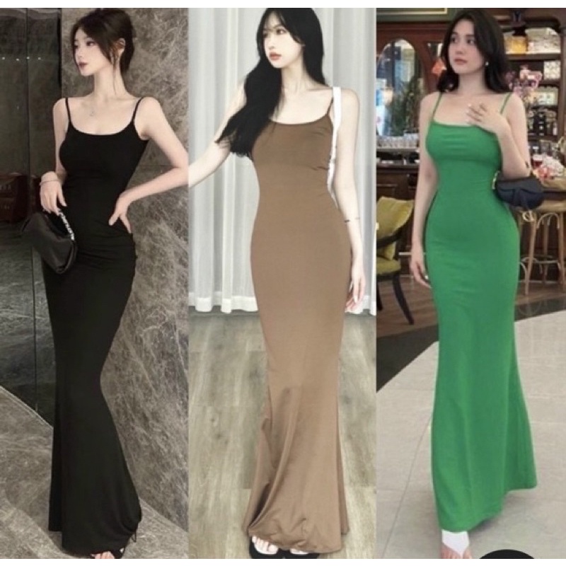 SET ÁO TAY DÀI VẠT BẦU KÈM VÁY HAI DÂY ĐUÔI CÁ DÁNG DÀI CHẤM GÓT