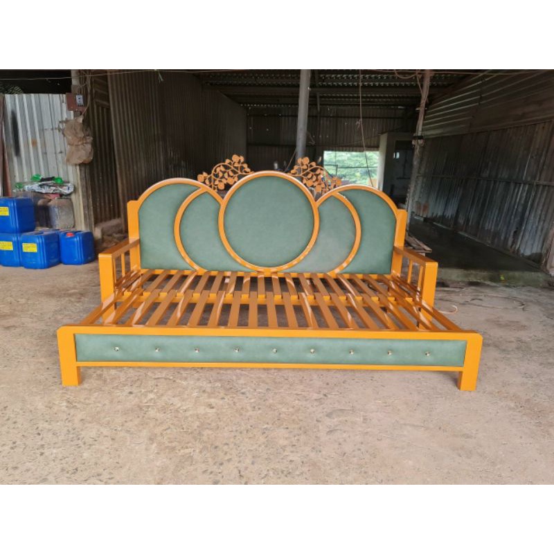 Giường sắt thông minh  giả gỗ khung hộp 4x8 ngang 1m6x2m giao hàng miễn phí nội thành HCM - Mẫu mới