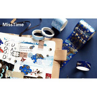 Set băng dính Washi Tape 5 mẫu Doanh Ngư cổ phong có nhũ trang trí tranh vẽ, sổ tay, planner