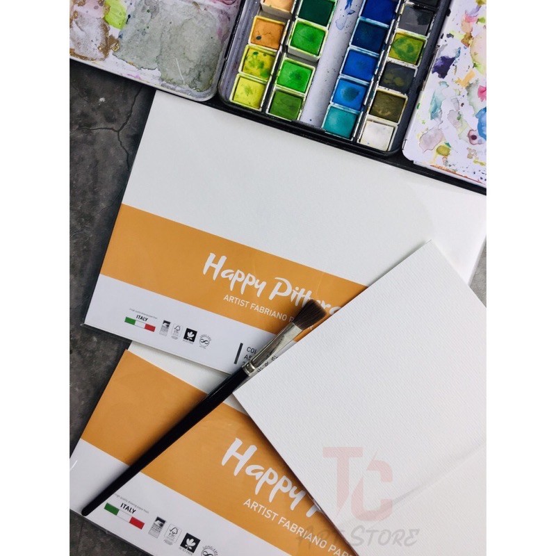 Giấy Vẽ Màu Nước Happy Pittura A5/A4/A3 – Set 10 Tờ 250gsm