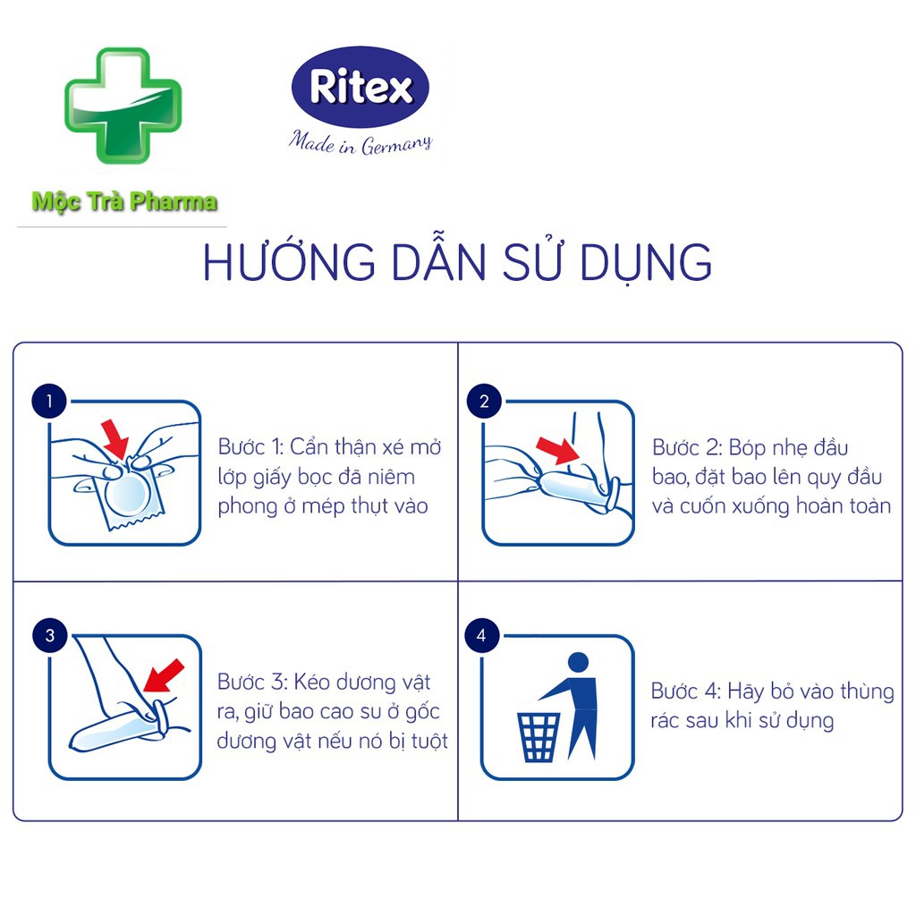 [Nhập Đức]- Bao cao su Ritex Delay kéo dài thời gian hộp 3 bao - Hàng nhập khẩu chính hãng