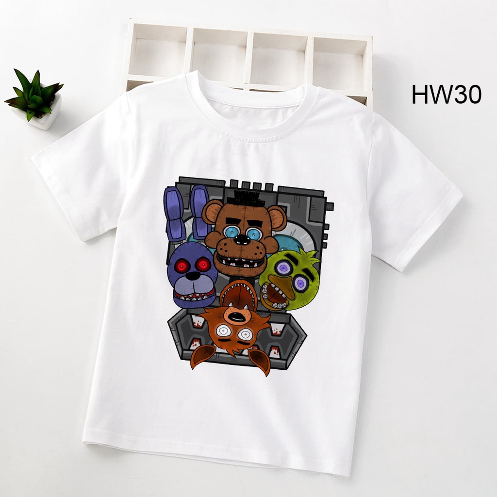 Fnaf Áo Thun In Hoạt Hình Five Night At Freddy 'S Mặc Vào Ban Đêm Thời Trang Unisex