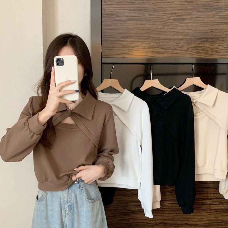 COZOK Áo polo Dài Tay Màu Trơn Hợp Thời Trang Dễ Phối Đồ