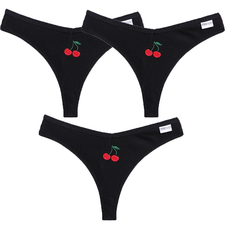 Set 3 quần lót CuteByte vải cotton lưng thấp thêu họa tiết quyến rũ cho nữ