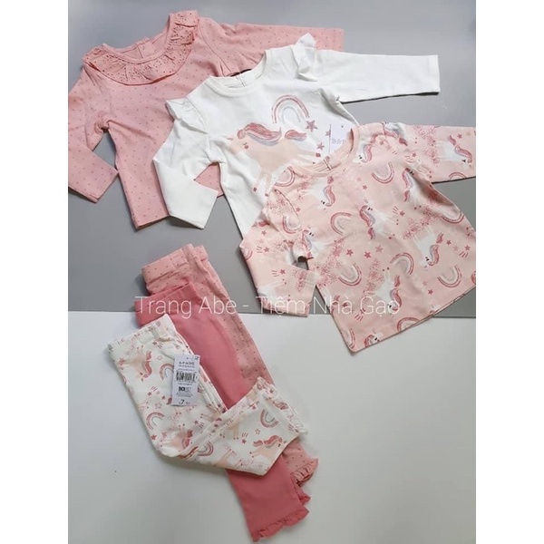 Set3 bộ thun dài tone hồng bé gái, hàng Mata.l@n UK săn SALE