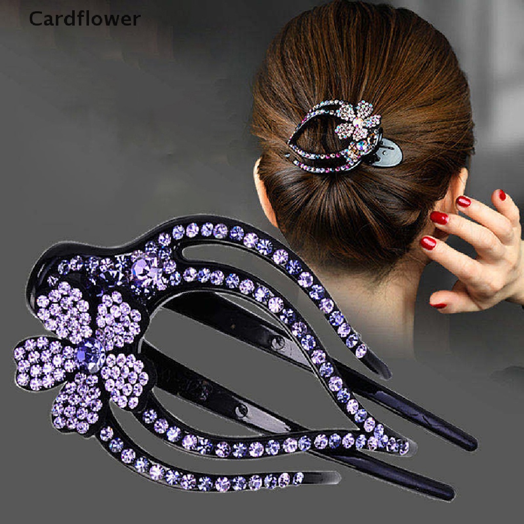 &lt; Cardflower &gt; Kẹp Tóc Càng Cua Lớn Đính Đá Pha Lê Mới Cho Nữ