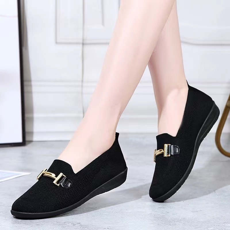 IELGY Giày lười chất liệu vải đế bằng thoáng khí dành cho nữ