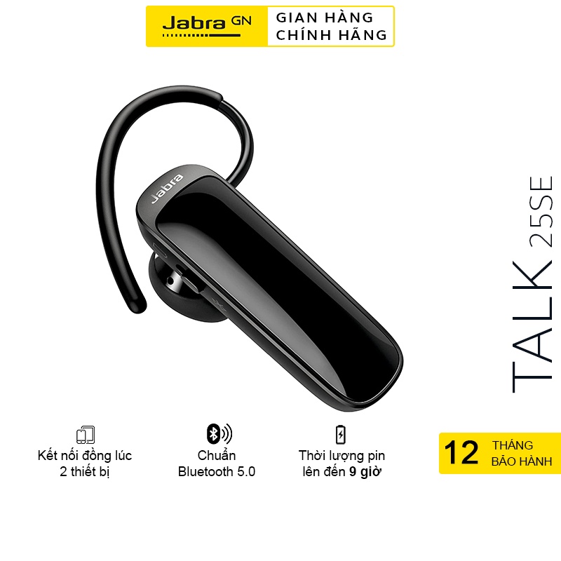 Tai Nghe Bluetooth Jabra Talk 25 SE Đàm Thoại Nghe Nhạc | HD Voice | Hàng Chính Hãng