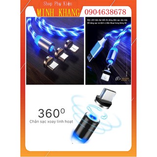 [Giảm Giá 40%]Cáp Sạc Nam Châm 3 Đầu Micro,Type C,IPDây Phát Sáng-Xoay 360 Độ-Đa Năng-Siêu Hot