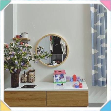 Gương Tròn Treo Tường Khung Gỗ GPHUC Mia Cricle Mirror Soi Trang Điểm Nội Thất Phòng Ngủ