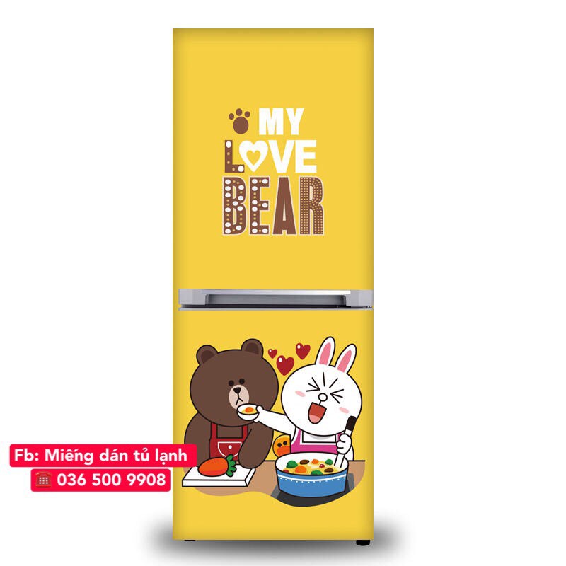 Tranh  dán tủ lạnh-máy lạnh - máy giặt Gấu brown siêu cute HUE DECOR chống nước, màu sắc trẻ trung, làm mới không gian | BigBuy360 - bigbuy360.vn
