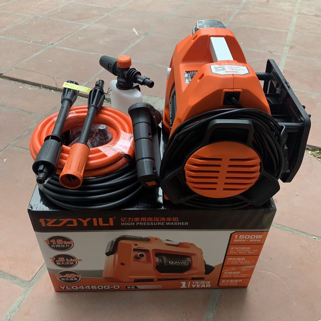 Máy Rửa Xe Gia Đình Máy Rửa Xe 1500W Yili YLQ4450G-O Bảo hành 12 Tháng, Công suất 1500W, Chính Hãng, Freeship