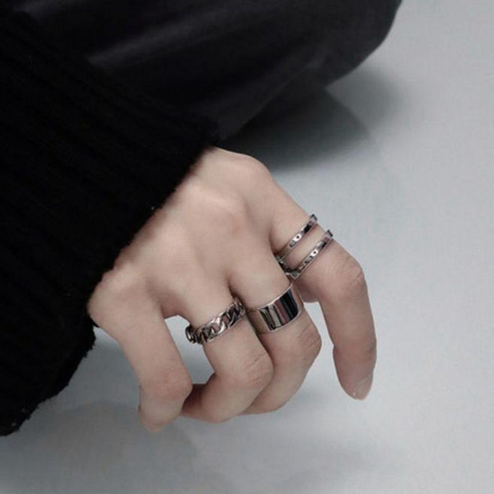 Nhẫn Dây Xích Dạng Hở Hình Dây Xích Xoắn Phong Cách Hip hop Đơn Giản Cá Tính Có