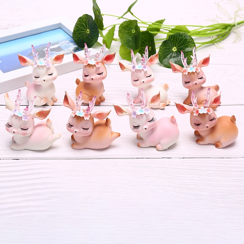 {FCC} Mini Sika Deer Figurines Resin Craft Miniatures Fairy Garden Decor Cake Ornament{yancrane3.vn}