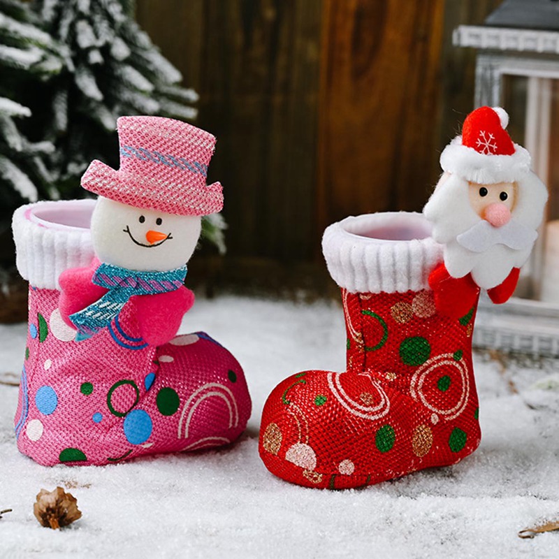 New Christmas Decorations Cartoon Red Boots Pink Candy Boots Gift Shoes natal Christmas Decor 2020 Navidad 2021 New Year Gift