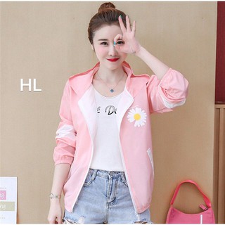 Áo khoác gió 2 lớp hoa cúc trước sau-lớp ngoài gió lớp trong lót lưới siêu đẹp