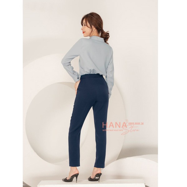 Quần tây ống đứng công sở nữ đi làm kiểu mới lưng cao màu đen dáng dài cạp liền - Chất vải tuyết mưa đẹp - Phối đồ xinh