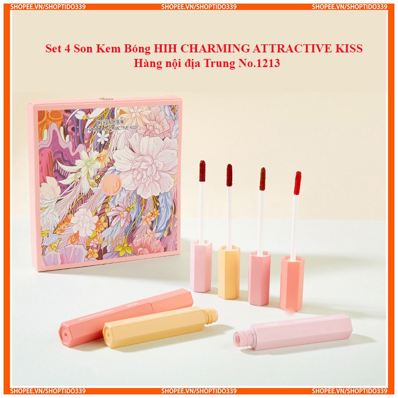 Set 4 Son Kem Mềm Mịn HIH CHARMING ATTRACTIVE KISS Hàng nội địa Trung No.1213