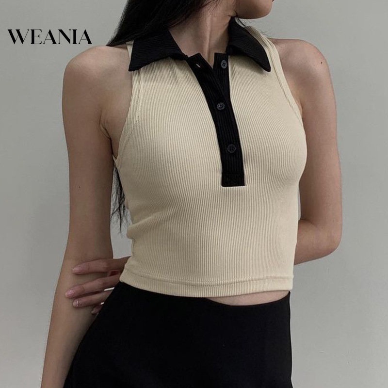 Áo Dệt Kim Cổ Polo Màu Khối Thời Trang Dành Cho Nữ