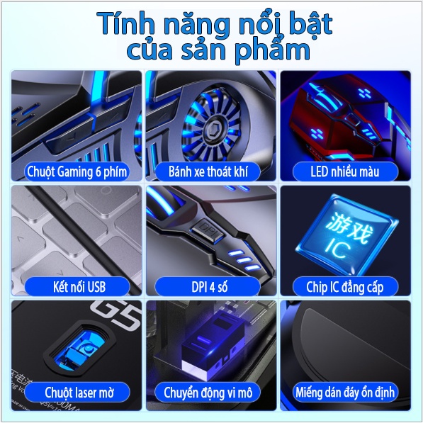 Chuột máy tính Gaming Coputa Chuột chơi game laptop có dây G5 LED RGB