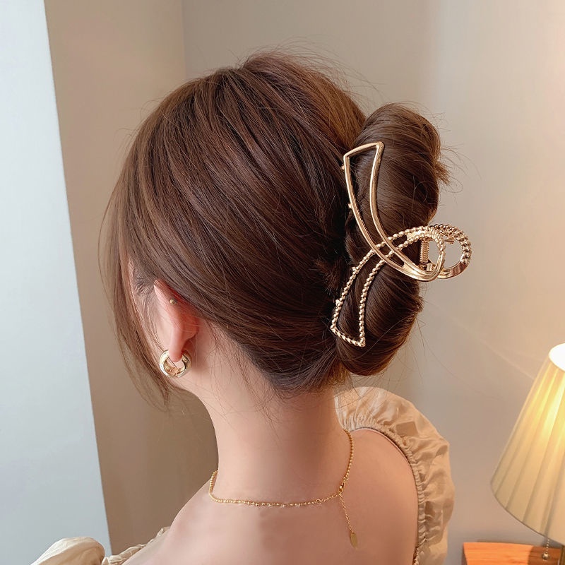 Kẹp Tóc Bằng Kim Loại Đính Ngọc Trai Giả Sau Lưng Phong Cách Hàn Quốc
