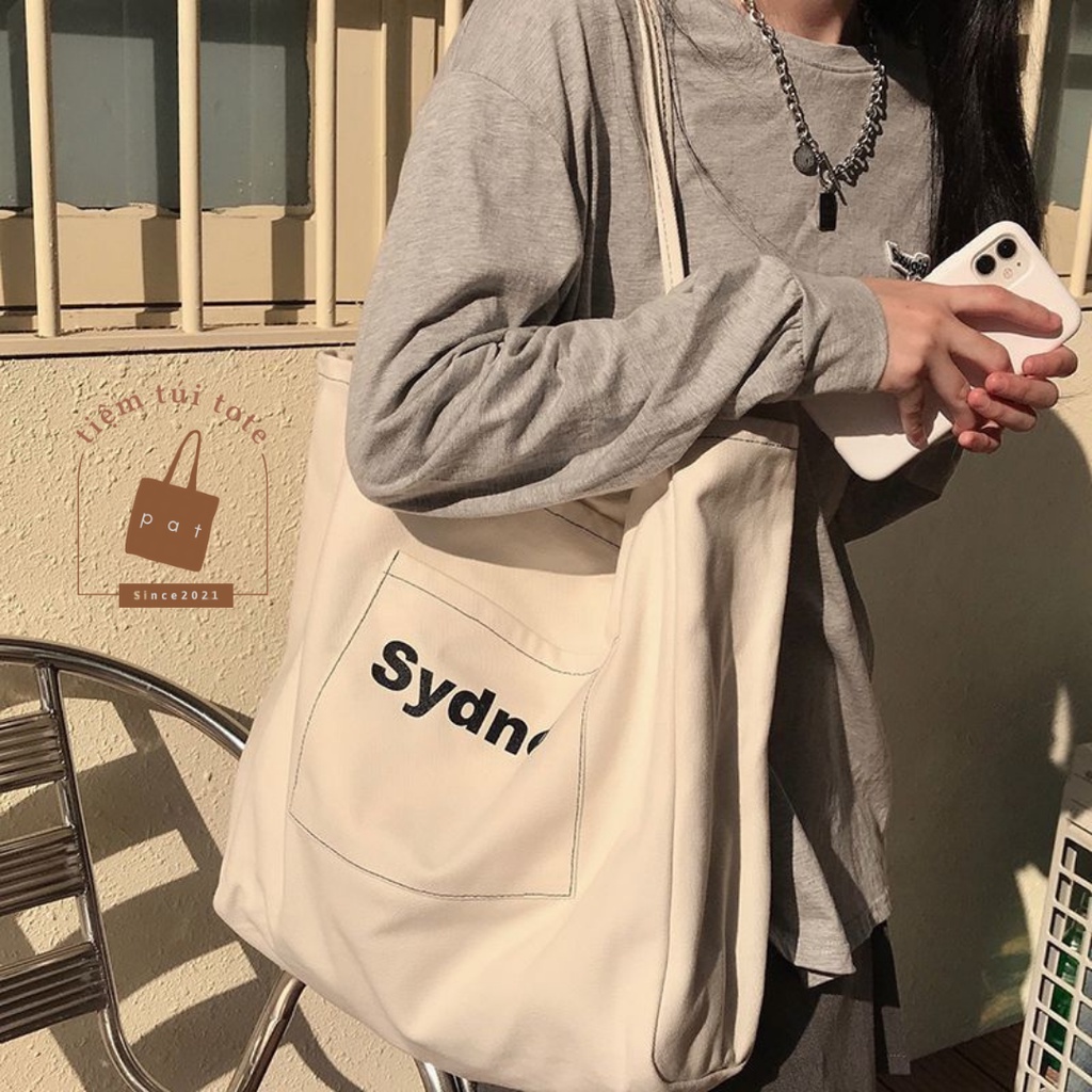 Túi đeo vai canvas in thành phố thủ đô các nước đựng vừa laptop 14 inch có túi ngoài  TP18 | tiemtuitotebypat