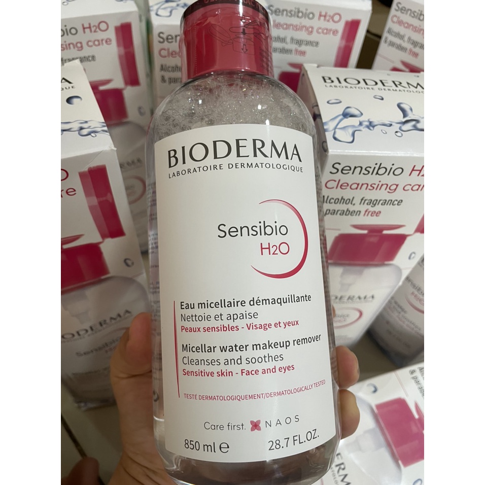 [CÓ BILL US] [850ml] Dung dịch làm sạch và tẩy trang công nghệ Micellar Bioderma Sensibio H2O 850ml