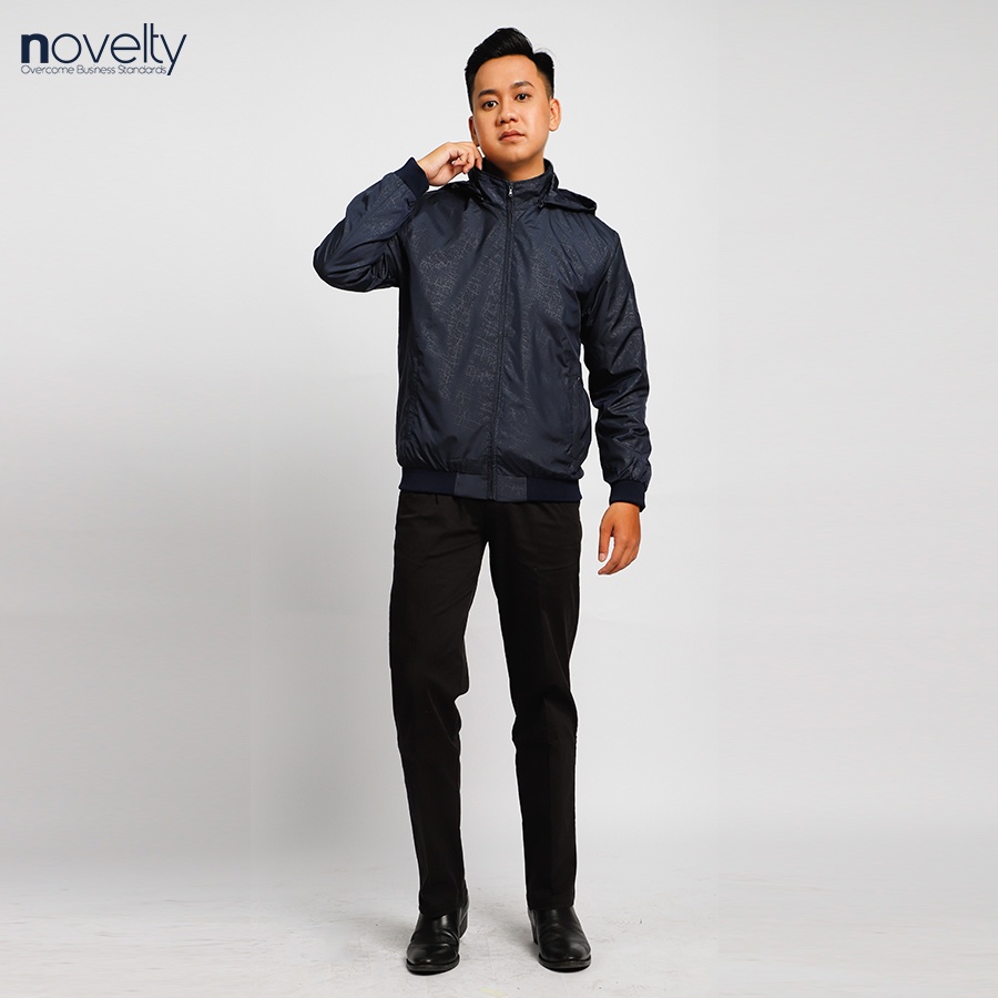 Áo jacket nam in chìm nón rời Novelty trượt nước màu xanh đen 2203252