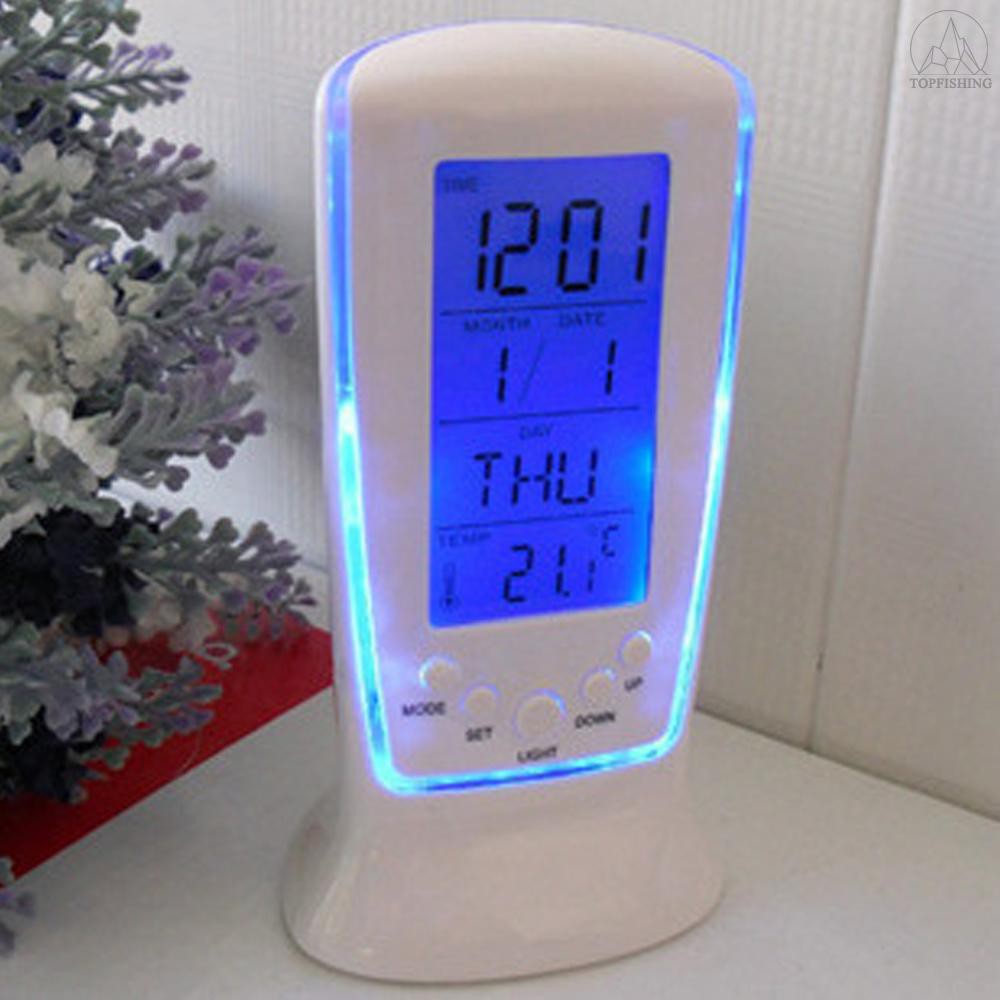 Tfh★Calendar Clocks Digital LED Clock Desk Clock Bedside Temperature Music Lighting Multi-function Lazy Alarm Clock with