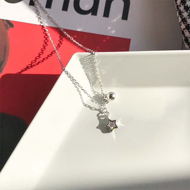 Vòng cổ Bạc Mặt Ngôi Sao Năm Cánh Sang Trọng Thời Trang Hàn Quốc Dành Cho Nữ