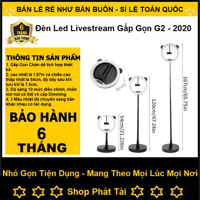 Đèn Led Livestream 26cm Tai Gấu Kute - Chỉnh 3 Màu Đèn - Sáng Tối - Gấp Gọn - Tiện Lợi - Chính Hãng Bảo Hành 6 Tháng