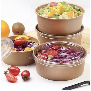 100 Bát giấy Kraft GREENCUP 35oz -1050ml nắp PET (kèm nắp)