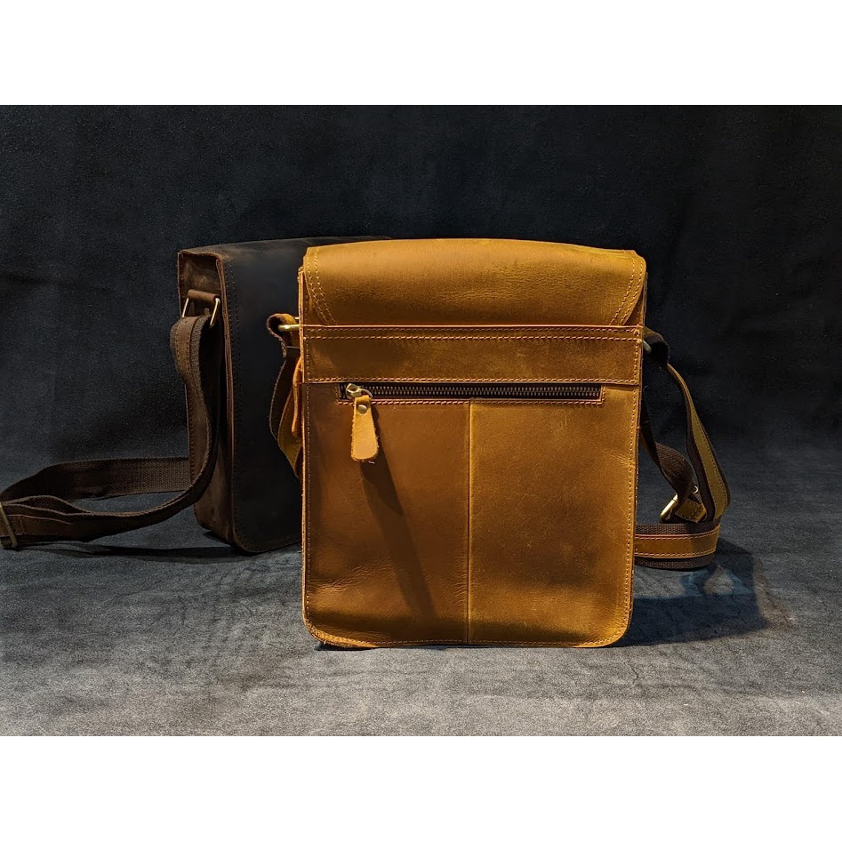 Túi Đeo Chéo Basic Da Bò Sáp Kiểu Trơn Đơn Giản Dễ Phối Đồ