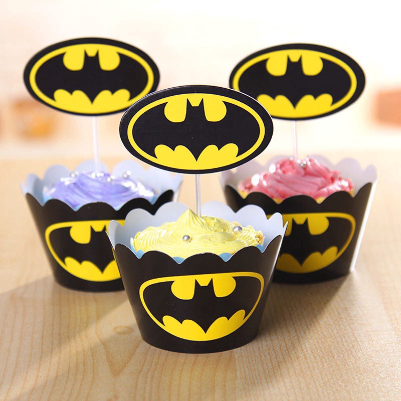 Bộ giấy gói và que cắm bánh cupcake 24 món cho trang trí tiệc sinh nhật của bé