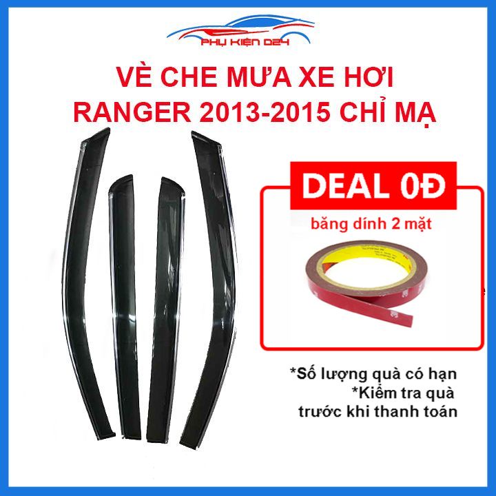 Vè mưa Ranger 2013-2014-2015 vè chỉ mạ che mưa bảo vệ xe