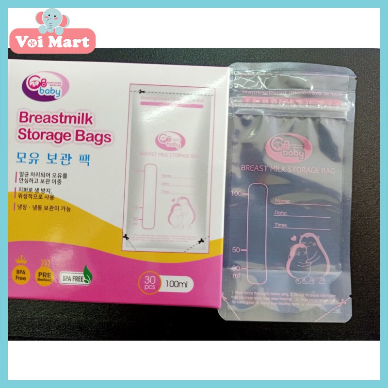 💦DEAL SOCK💦 TÚI TRỮ SỮA GB BABY 100ML HÀN QUỐC HỘP 30 TÚI