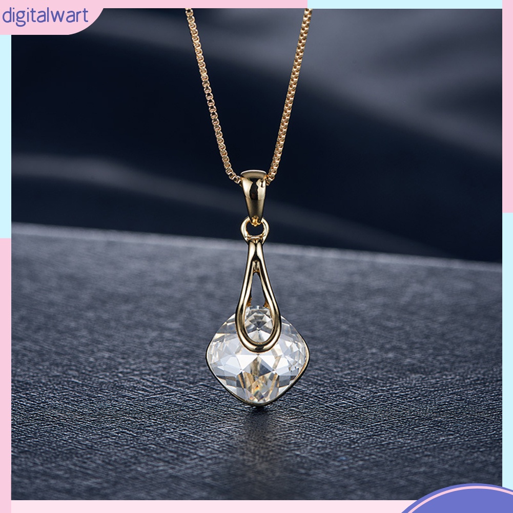 Bộ Vòng cổ + Bông Tai Đính Đá Hình Giọt Nước &amp; Vuông Cho Nữ