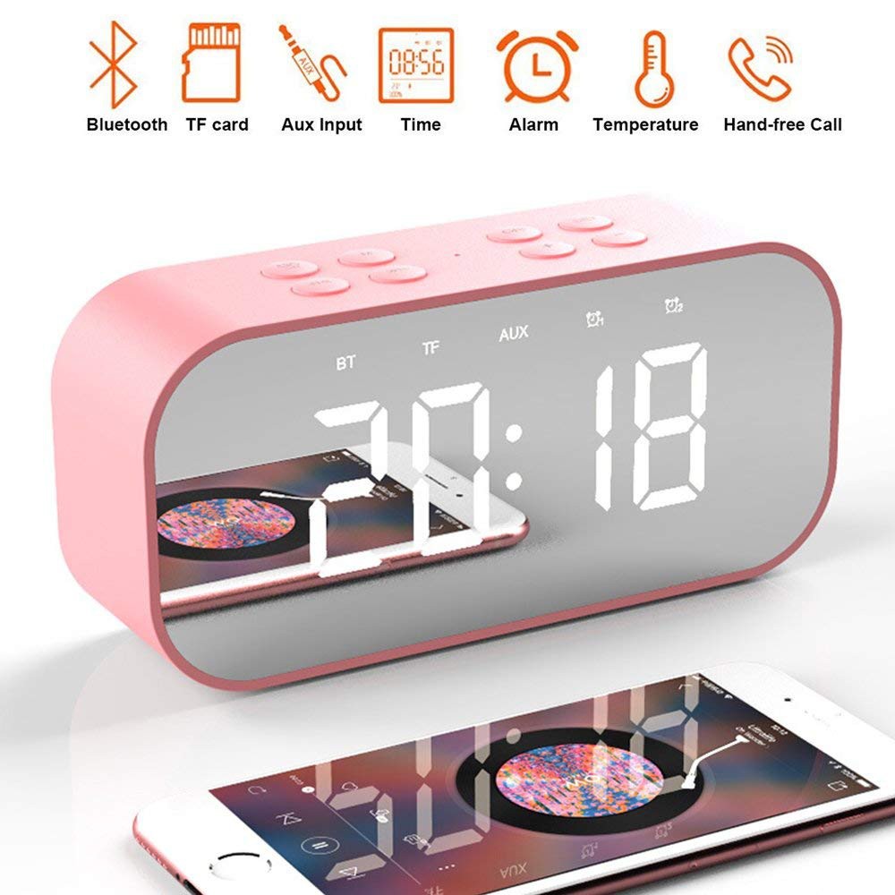 Loa Bluetooth 5.0 đồng hồ báo thức có đèn LED
