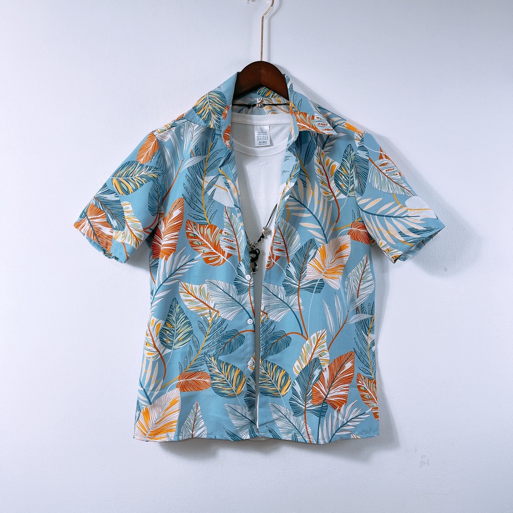 Áo sơ mi đi biển, bộ đồ đôi hoa quả hoạ tiết nam nữ quan ao hawaii