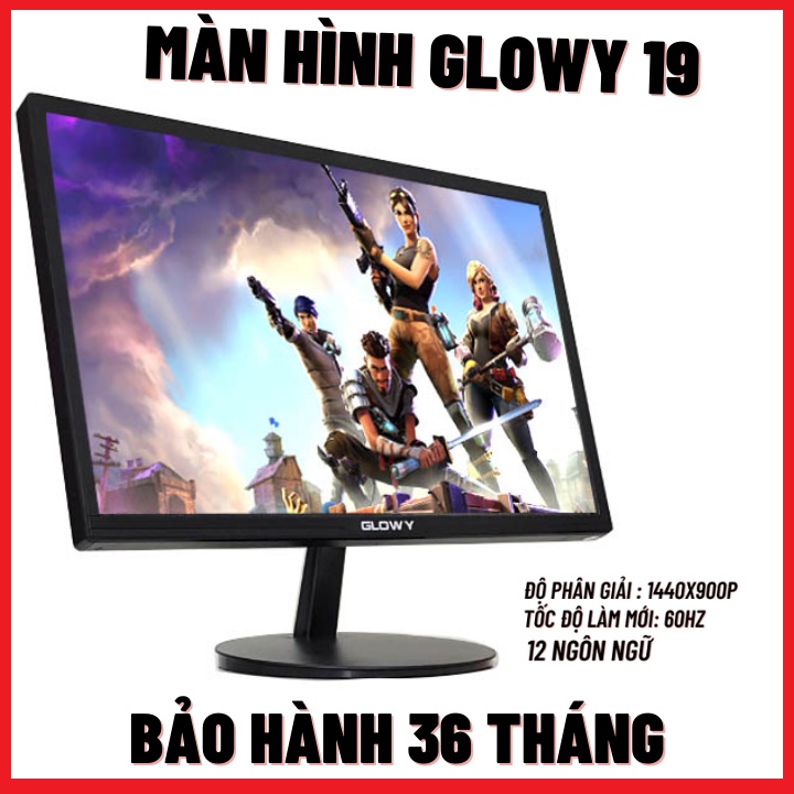 Màn hình máy tính Glowy 19 inch(GL19), màn hình PC thiết kế nhỏ gọn 1440x900 , 60-75Hz ,16,7 triệu màu - BH 12 Tháng