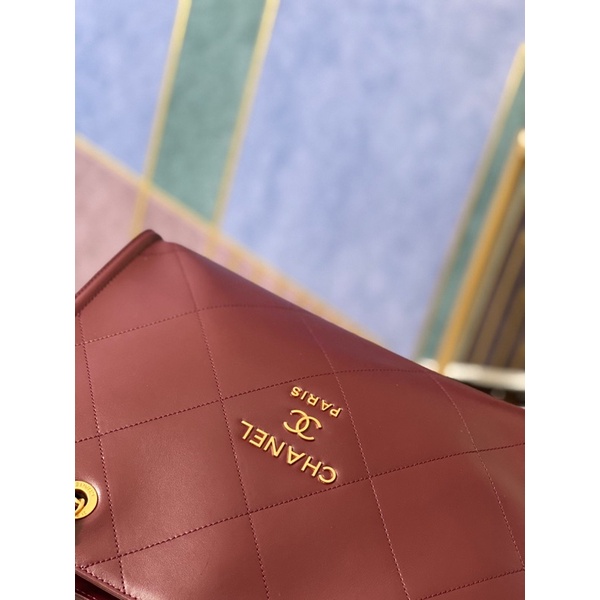 Túi xách nữ thương hiệu Chanel Channel 𝘾𝙝𝙖𝙣𝙚𝙡 CN bản size lớn da thật cao cấp màu đỏ đô hàng vip 1-1