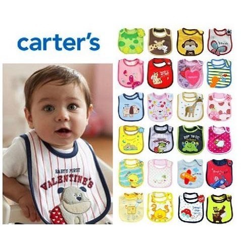 Yếm dán 3 lớp chống thấm thêu hình thú Carter siêu xinh cho bé