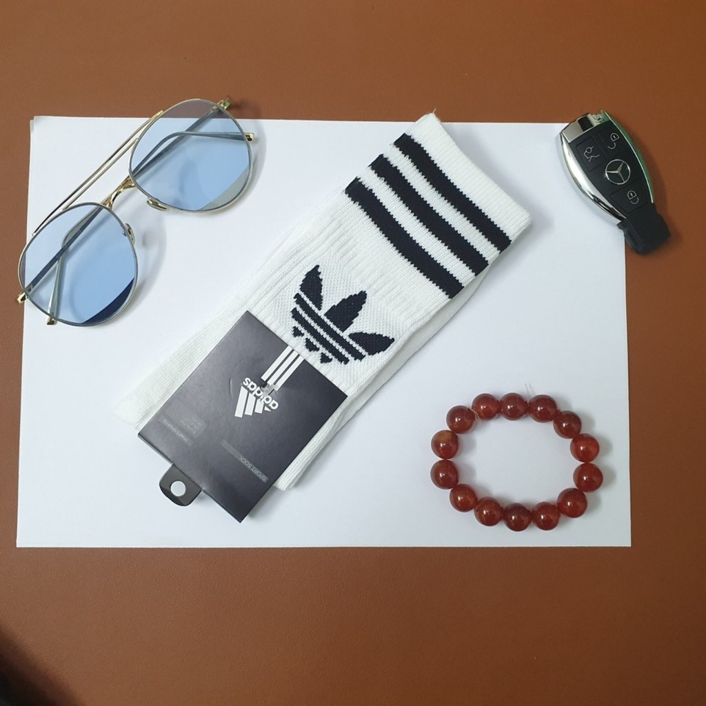 Tất Dệt Kim Cao Cấp, Tất Adidas 3 sọc cổ, hàng Unisex, phong cách thể thao