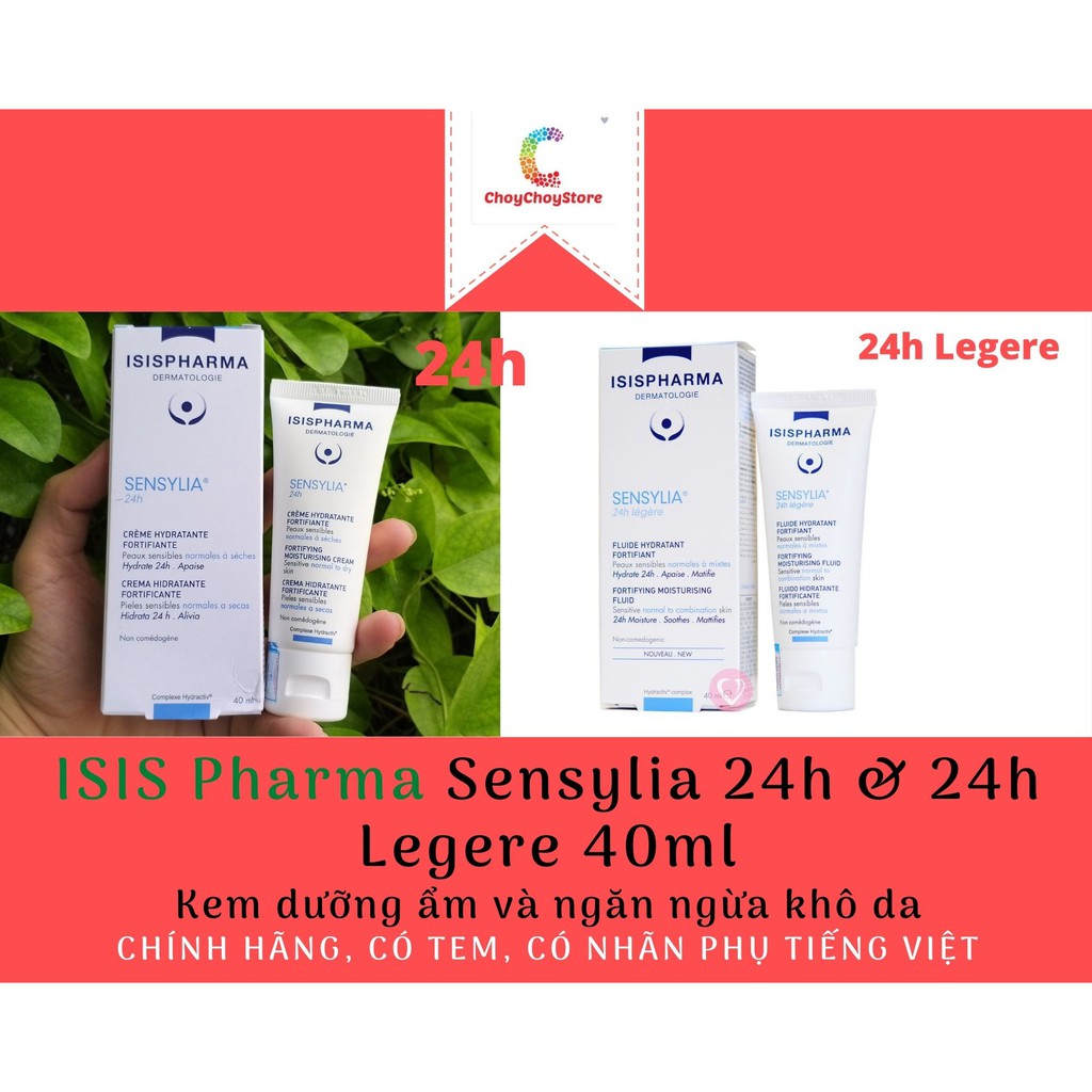 [TEM CTY] ISIS Pharma Sensylia 24h & 24h Legere 40mL - Kem dưỡng ẩm và ngăn ngừa khô da