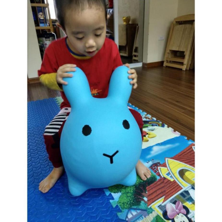 Đồ chơi thú nhún Thỏ Xanh  không mùi cao su bé thỏa sức nhún nhảy bé thích mê, tăng cường vận động
