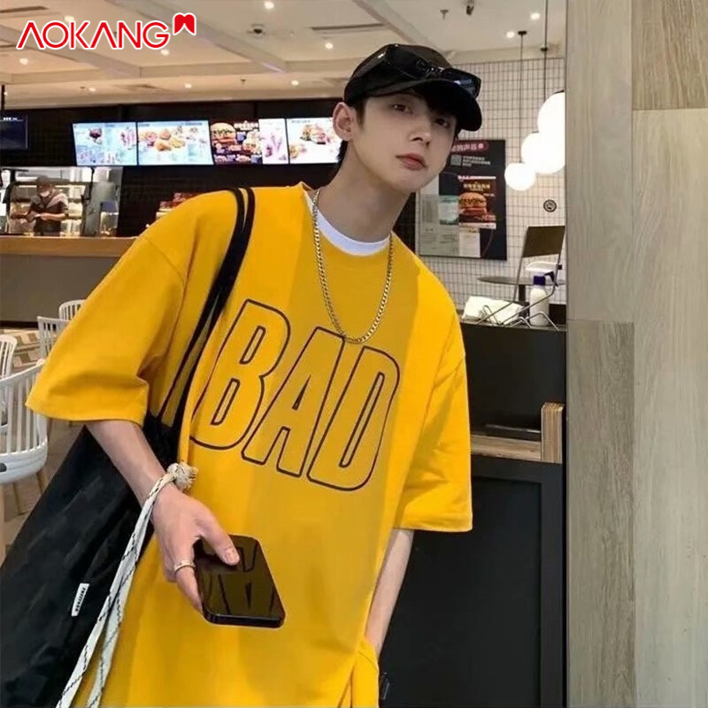 Áo thun AOKANG tay lửng dáng rộng phong cách hip hop thời trang mùa hè tùy chọn màu sắc dành cho nam