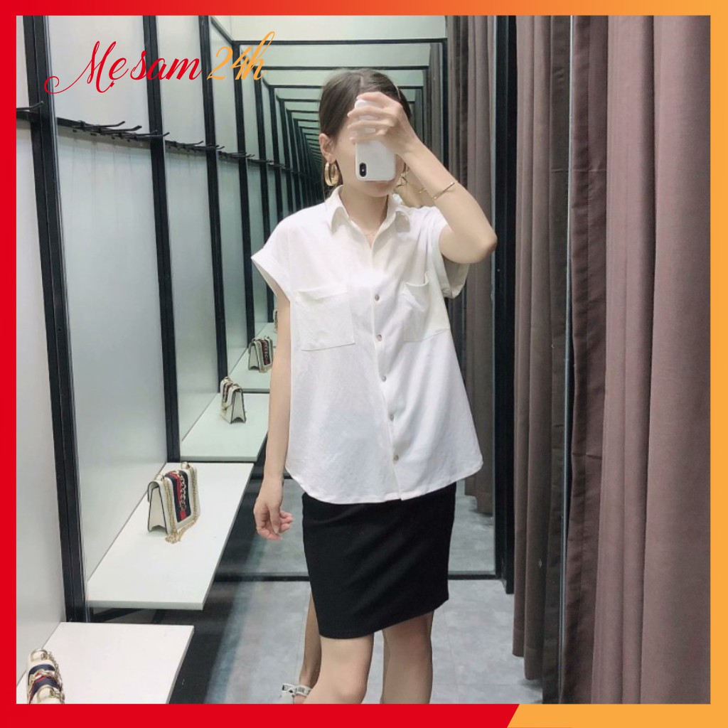 Áo sơ mi đũi nữ tay ngắn Mẹ Sam 24h áo kiểu bigsize, chất liệu mềm mát, form trẻ trung phá cách SMH.33 | BigBuy360 - bigbuy360.vn